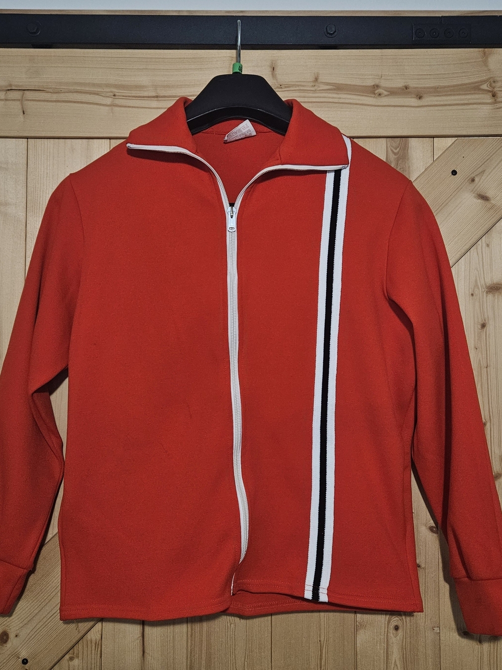 Men's Red Performance Zip Jacket with Contrast Racing Stripe